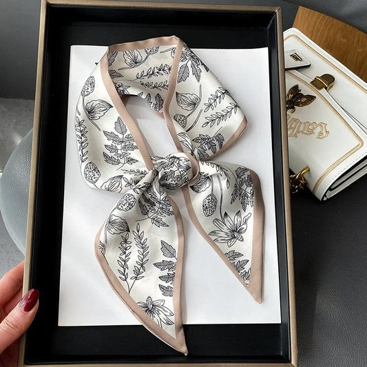 Trendy Floeiende Satijnen Zijde Haar Riem Sjaal voor Vrouwen – Stijlvolle Nekstrik, Tas Sjaal en Skinny Haarband – 2024 Collectie