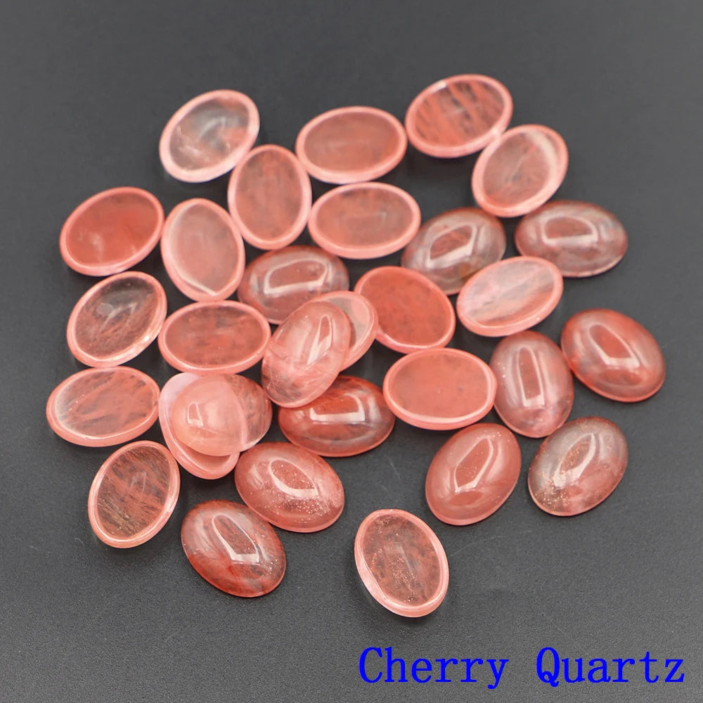 20pcs Natural Stone Oval Cabochons Flat Back Gemstones for Jewelry Making DIY Ring Pendant Earring Craft Supplies