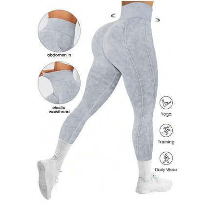 Glimmende Frosted Hoge Taille Yoga Leggings voor Vrouwen - Naadloze Tights met Heup-Liftende Ondersteuning voor de Sportschool, Hardlopen en Actieve Sporten