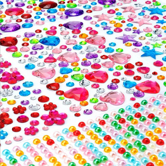 Self Adhesive Gem Stickers 5 Sheets Bling Rhinestones for Crafts Face Makeup Reward Charts Scrapbooking DIY Decor