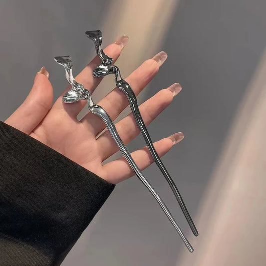 Elegante gepersonaliseerde metalen haaraccessoire, minimalistische Chinese haarspriet, ideaal voor een punkstijl, ontwerpen haarspeld voor vrouwen, unieke haarpen, 1 stuk.