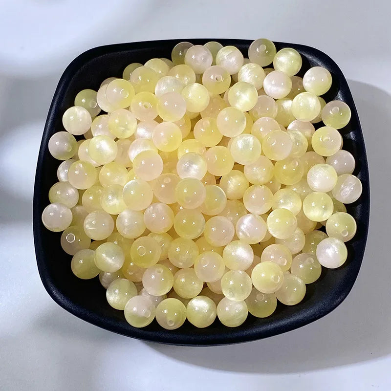 Katzenauge Perlen 8 mm 32 Stück rund Resin Perlen für DIY Schmuckherstellung Bastelbedarf