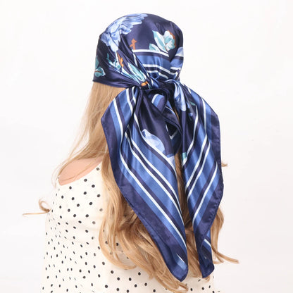 Elegante Zijden Headscarf voor Vrouwen - Luxe Satijnen Zomer Foulard & Stijlvolle 90cm Vierkante Haardoek Bandana