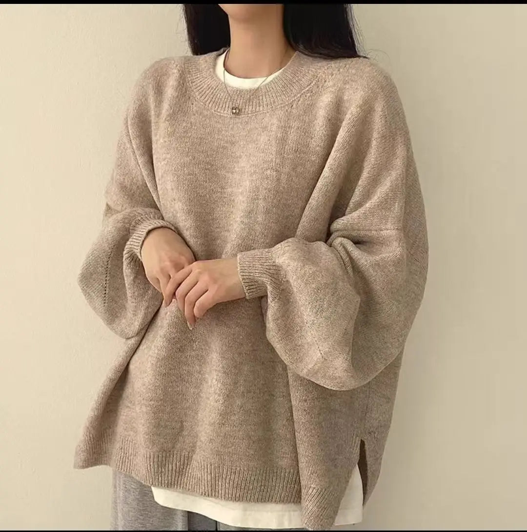 Chic Oversized Gebreide Trui voor Vrouwen - Gezellige Casual Winterkleding in Effen Kleuren