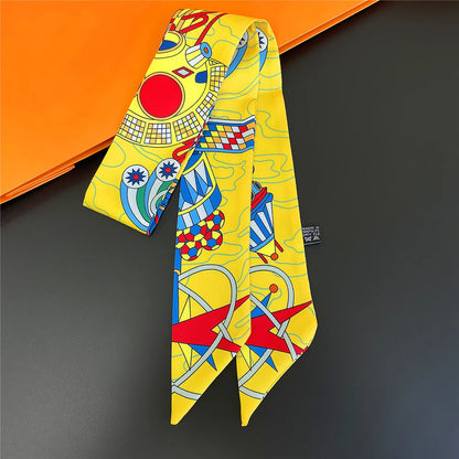 2024 Chic Zebra Florale Zijden Sjaal - Luxe Modeaccessoire voor Vrouwen, Veelzijdige Haarband, Stijlvolle Neckerchief en Elegante Tas Sjaal