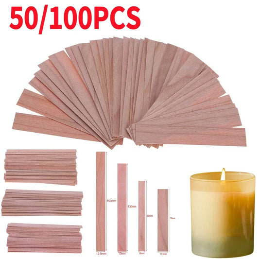 Wooden Candle Wicks Smokeless Wood Wick Strips for Soy Wax Candles DIY Candle Making Supplies
