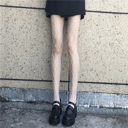 Aantrekkelijke Machten Visnet Panty voor Vrouwen - Stijlvolle Jacquard Lange Bodystockings & Naad Elegantie in Zwarte Kousen