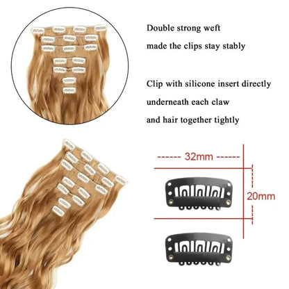 Luxe 22-Inch Krullend Golvend Clip-In Haar Extensions - 7-Delige Set voor een Volle Hoofd met Adembenemend Haar voor Vrouwen en Meisjes!