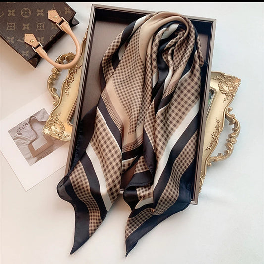 Elegante Dames Zijde Satijnen Sjaals - Prachtige Sjaal Print Hijabs & Bandana's, 70x70cm Vierkante Ontwerpen Perfect voor de Mode van 2024