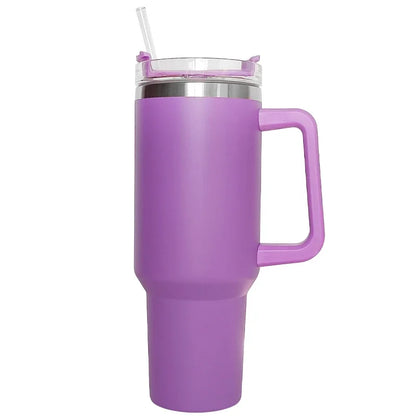 Extra grote 40oz geïsoleerde mok met handvat, deksel en rietje - Perfecte roestvrijstalen koffie reisthermosbekertje!
