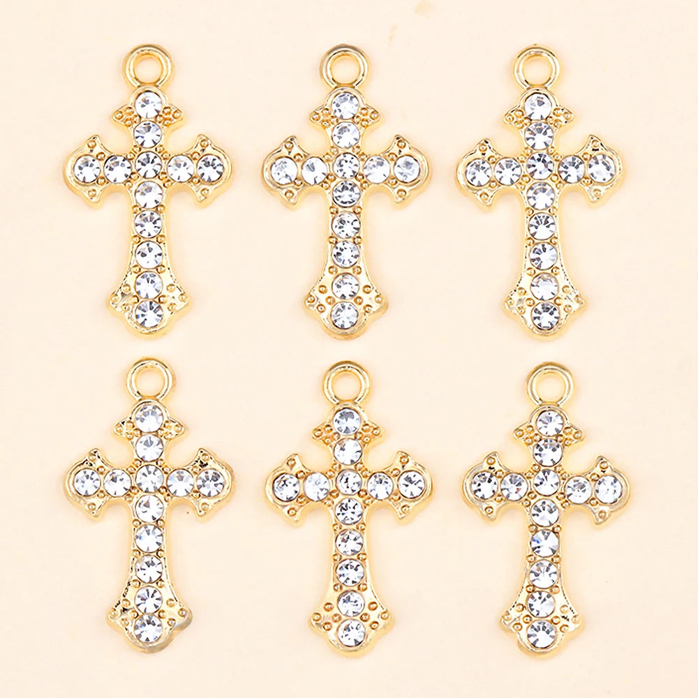 Crystal Cross Charms Gold Silver Crucifix Jewelry Making Supply