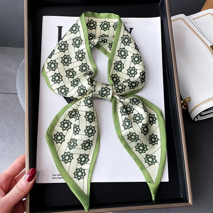 Trendy Floeiende Satijnen Zijde Haar Riem Sjaal voor Vrouwen – Stijlvolle Nekstrik, Tas Sjaal en Skinny Haarband – 2024 Collectie