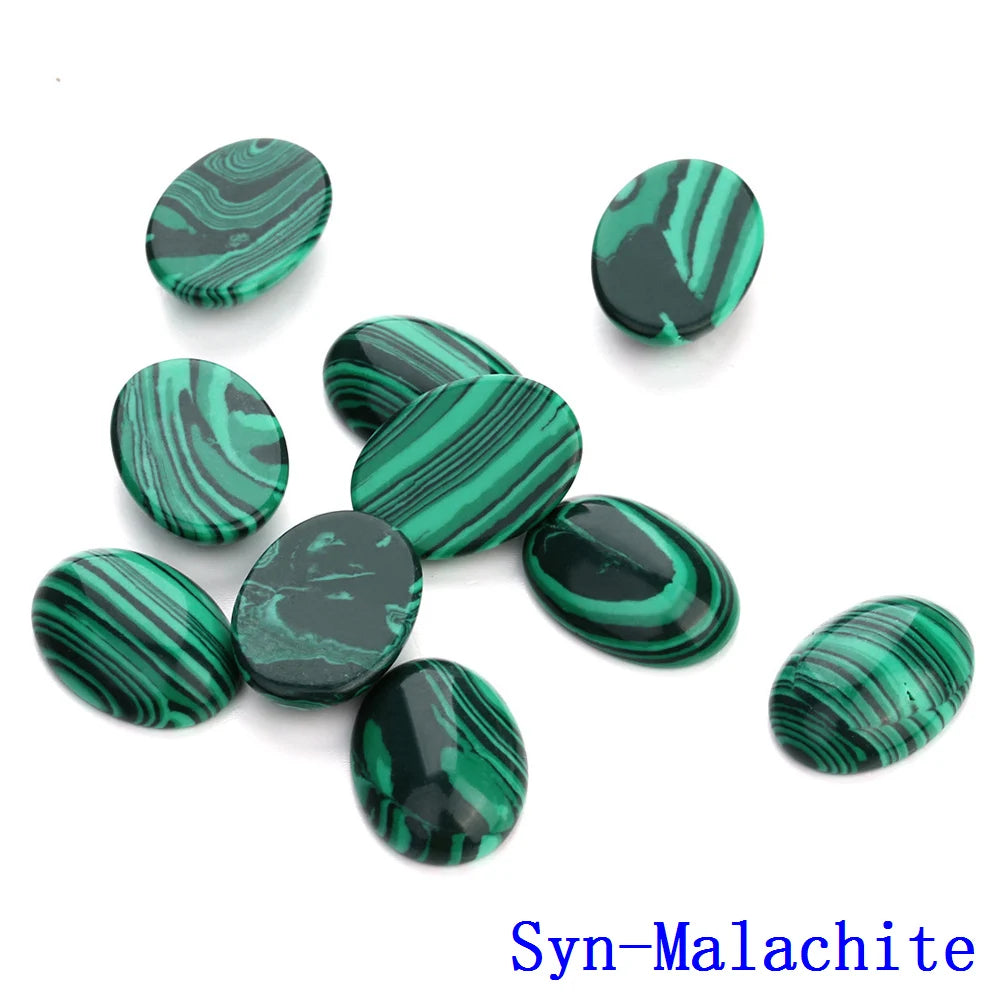 20pcs Natural Stone Oval Cabochons Flat Back Gemstones for Jewelry Making DIY Ring Pendant Earring Craft Supplies