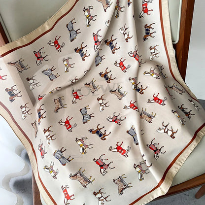 Chique 2023 Zijden Nek Sjaal met Elegante Paardenprint voor Vrouwen - Veelzijdige Vierkante Haarwraps, Foulards en Bandana Opties