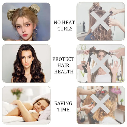 Revolutionaire Hittevrije Krulstaaf: Luxueuze Zijde Krullen zonder Hitte - Zachte Haarrollers en Comfortabele Slaapband voor Makkelijke Haarstyling!