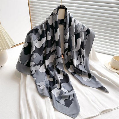 Elegante 90x90cm Twill Zijde-gevoel Vierkante Sjaal voor Dames - Luxe Haar Boomprint Hoofddoek, Sjaal en Nek Sjaal, Perfect voor Hijab of Bandana-stijl!