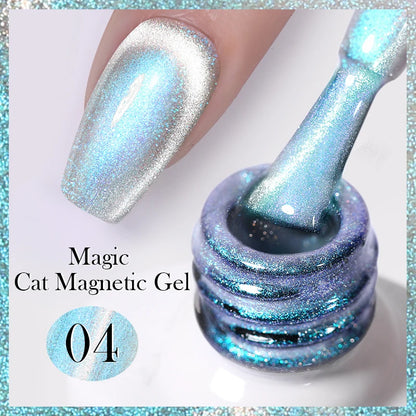 Betoverende Zilveren Maanlicht Kat Magnetische Gel Nagellak - Witte Licht Sprankelende Glitter, Semi- Permanente Nagellak (10ml)