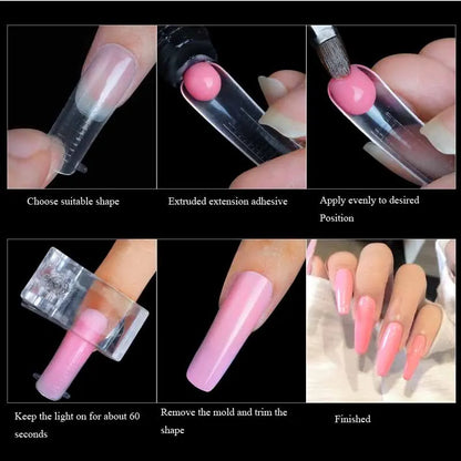 Deluxe 60-delige Sculpted Full Cover False Nail Tips voor Perfecte Verlengingen - Ideaal voor UV Gel Polish & Kunstzinnigheid