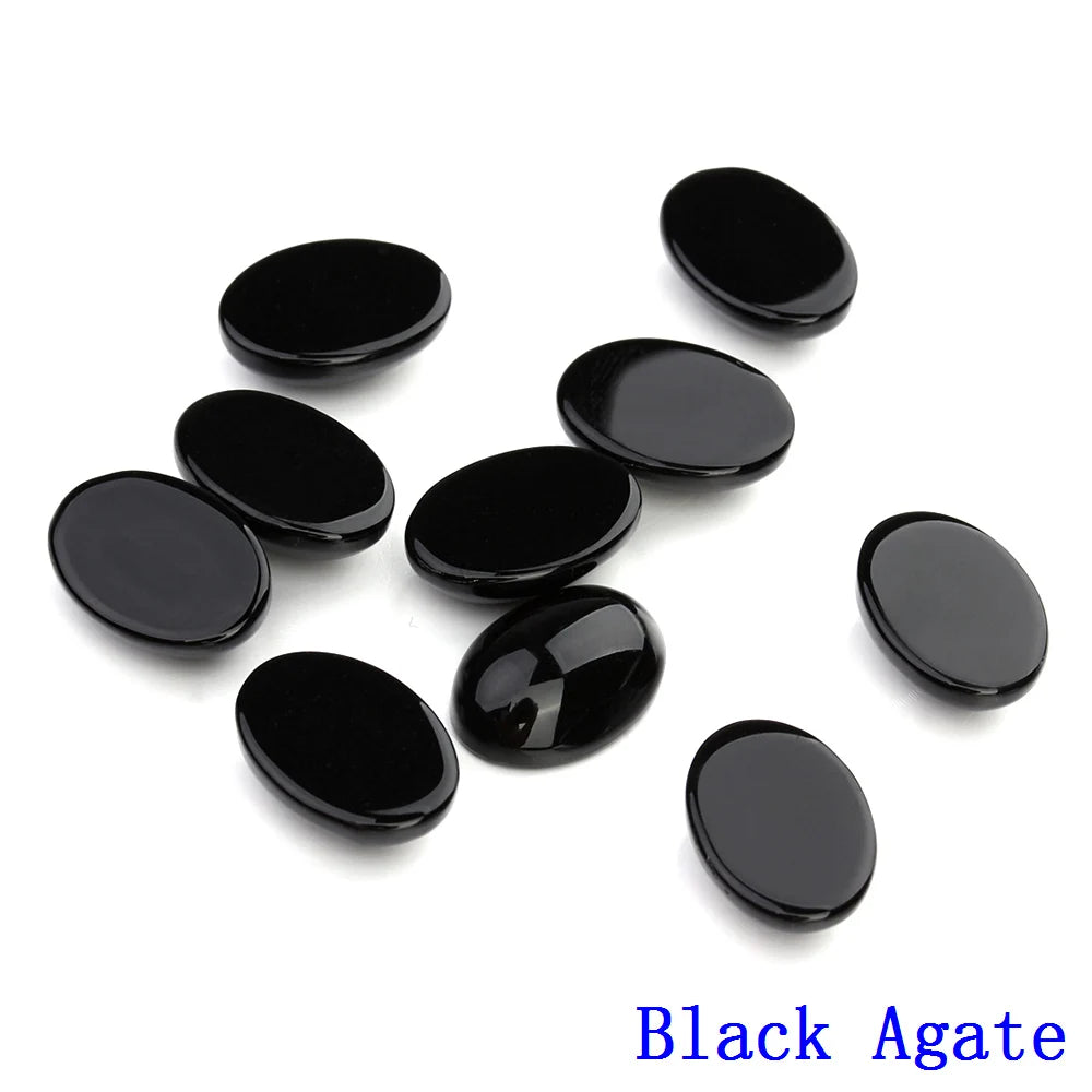 20pcs Natural Stone Oval Cabochons Flat Back Gemstones for Jewelry Making DIY Ring Pendant Earring Craft Supplies