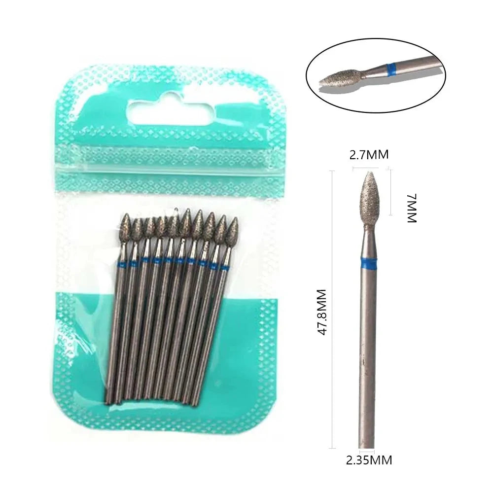 Ultimate 10-delige Diamanten Vijl Bit Set voor Perfecte Manicure & Pedicure met Elektrische Machine - Inclusief Borstel en Freesgereedschap