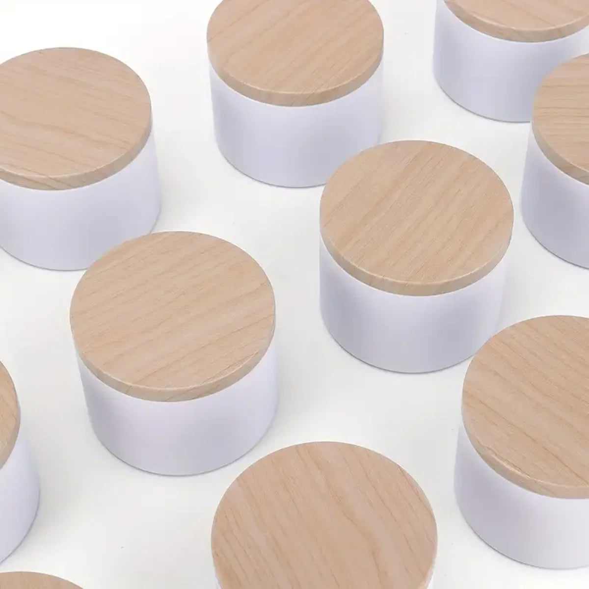 4oz Candle Jars with Wooden Lids | Empty Metal Candle Tins for Candle Making | Black & White Containers