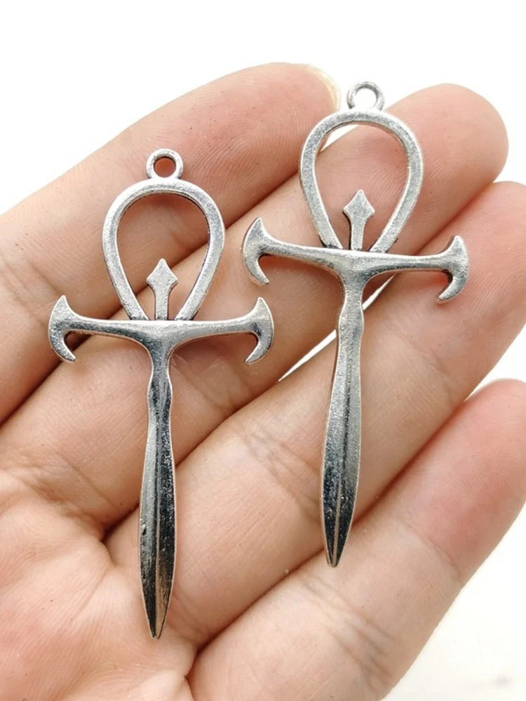 Forked Cross Charms Antique Silver Pendant DIY Jewelry