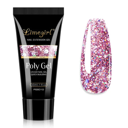 LIMEGIRL 30ml Glanzend Nageluitbreidingsgel - Kristal-Infused Acryl Poly UV Formule voor Snelle en Gemakkelijke Manicures!
