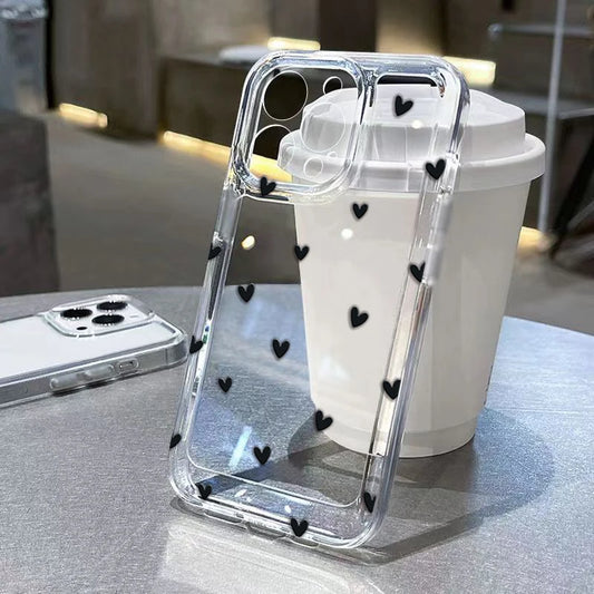 Stijlvolle Hart Graphic Zachte Siliconen Telefoonhoes voor iPhone 14, 13, 15, 16 Pro Max, 16E, 12, 11, X, XR, XS, 7, 8, 16 Plus, SE 2022 - Transparante Bescherming!