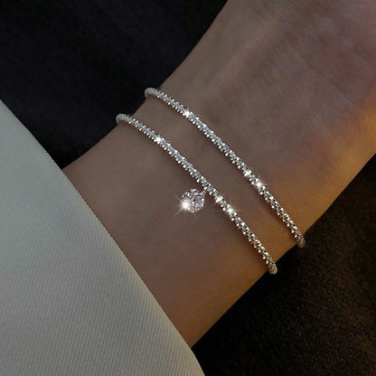 Elegante Sprankelende Zilveren Verstelbare Armbanden voor Vrouwen - Betoverend Gypsophila Ontwerp, Perfect voor Trouwen en Bijzondere Gelegenheden!