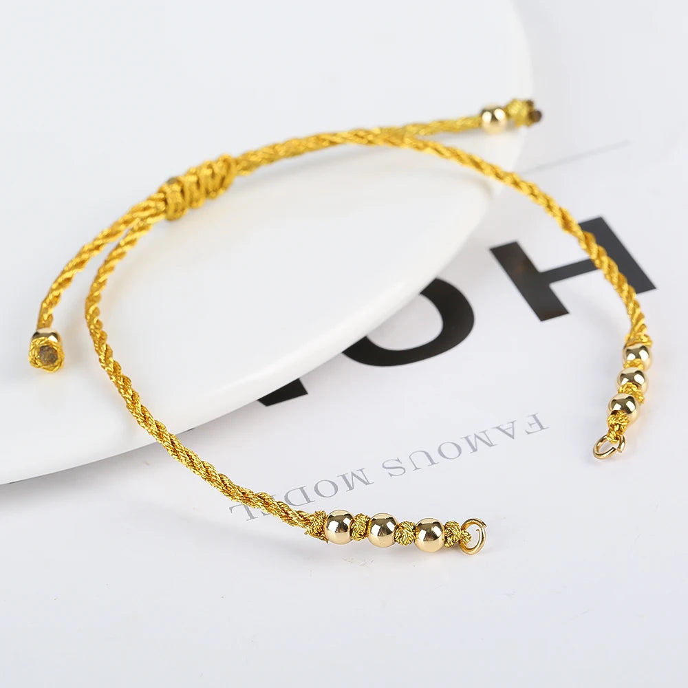 DIY Armband Rohling handgewebt verstellbar mit Goldperlen Schmuckzubehör Bastelbedarf