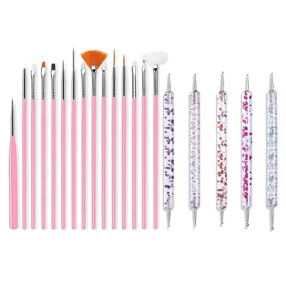 Ultimatieve Nail Art Penseelset: 5 of 20 Professionele Ontwerptools voor Indrukwekkend Schilderen, Tekenen en Dots - Perfect voor Manicures!