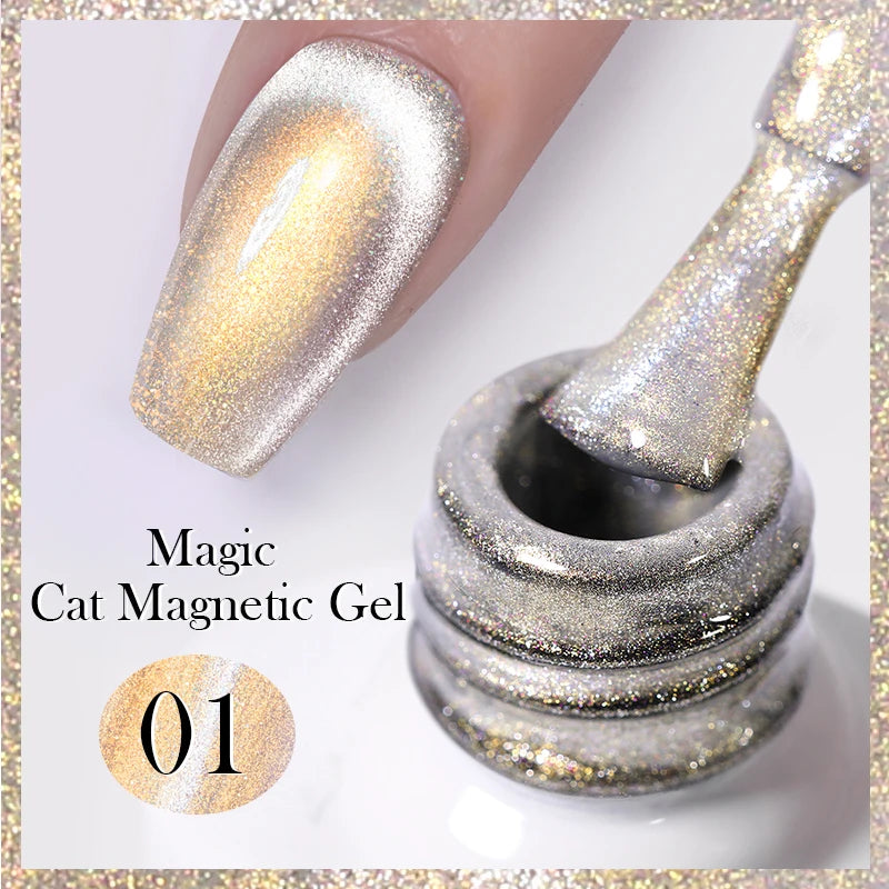 Betoverende Zilveren Maanlicht Kat Magnetische Gel Nagellak - Witte Licht Sprankelende Glitter, Semi- Permanente Nagellak (10ml)