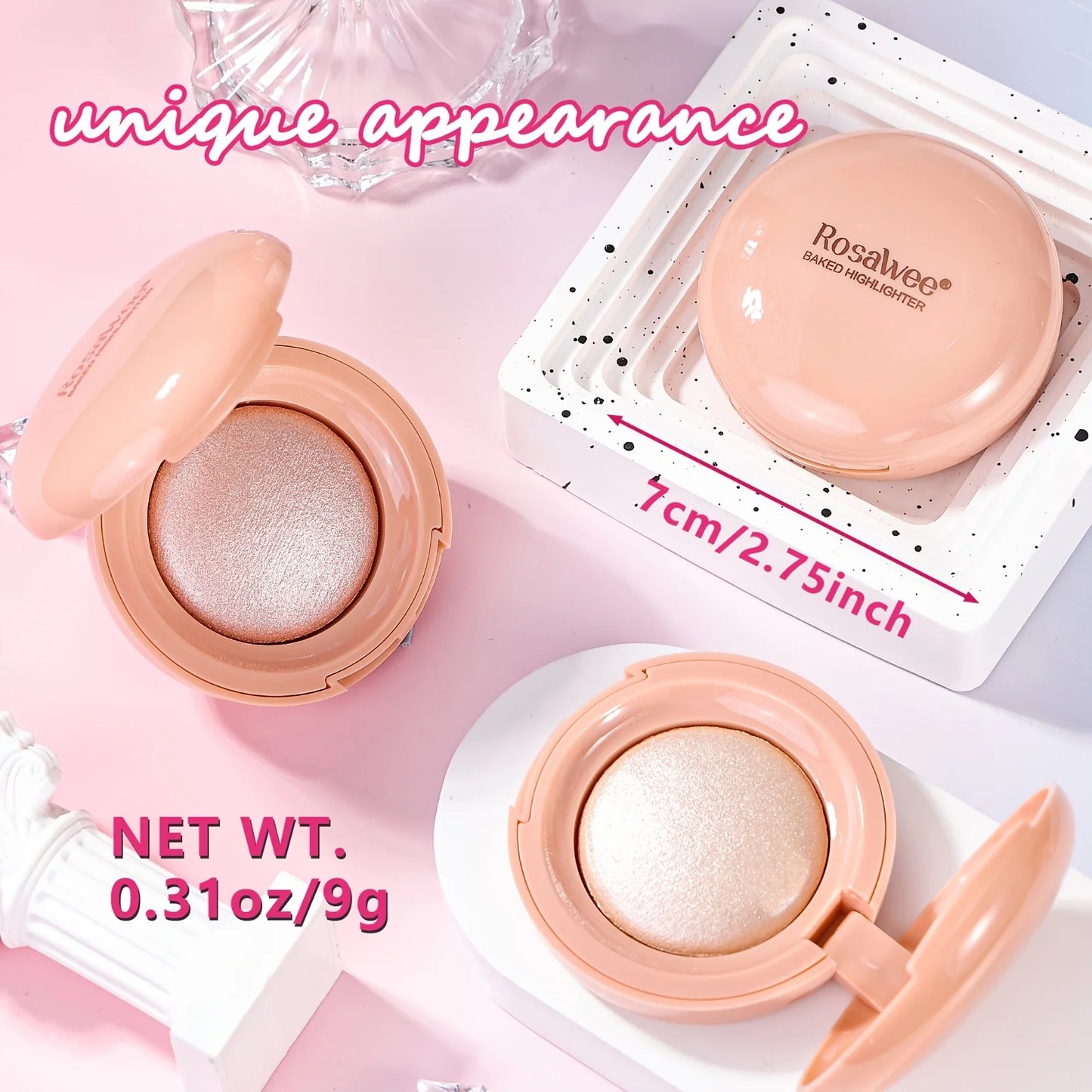 Stralende Glow Highlighter Palette, Luminous Pearl Shimmer Finish, Zijdeachtige Gebakken Poeder voor een Natuurlijke Glans