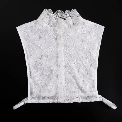 Chic 2024 Voorzijde Strik Witte Afneembare Kant Kraag voor Dames – Vintage Stijl Blouse Accessoire voor een Modebewuste Uiterlijk