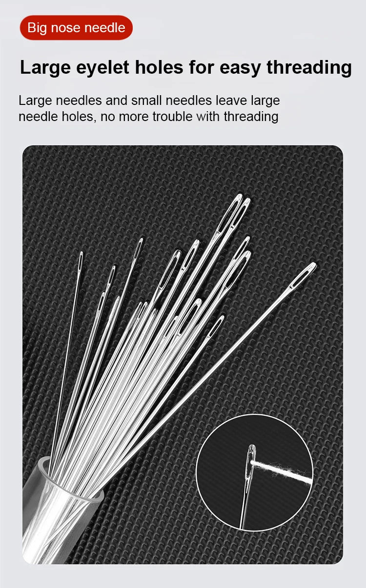 Kit de couture 34 pièces aiguilles gros chas en acier outils réparation vêtements loisirs créatifs DIY