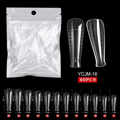 Deluxe 60-delige Sculpted Full Cover False Nail Tips voor Perfecte Verlengingen - Ideaal voor UV Gel Polish & Kunstzinnigheid