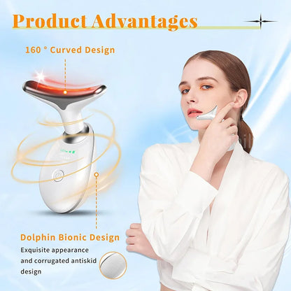Herleef Je Huid: 7-Kleur Anti-Rimpel Gezichtsmassager voor Hals en Gezicht - Verstevig en Lift met Dit Dubbele Kin Vermindering Hulpmiddel!