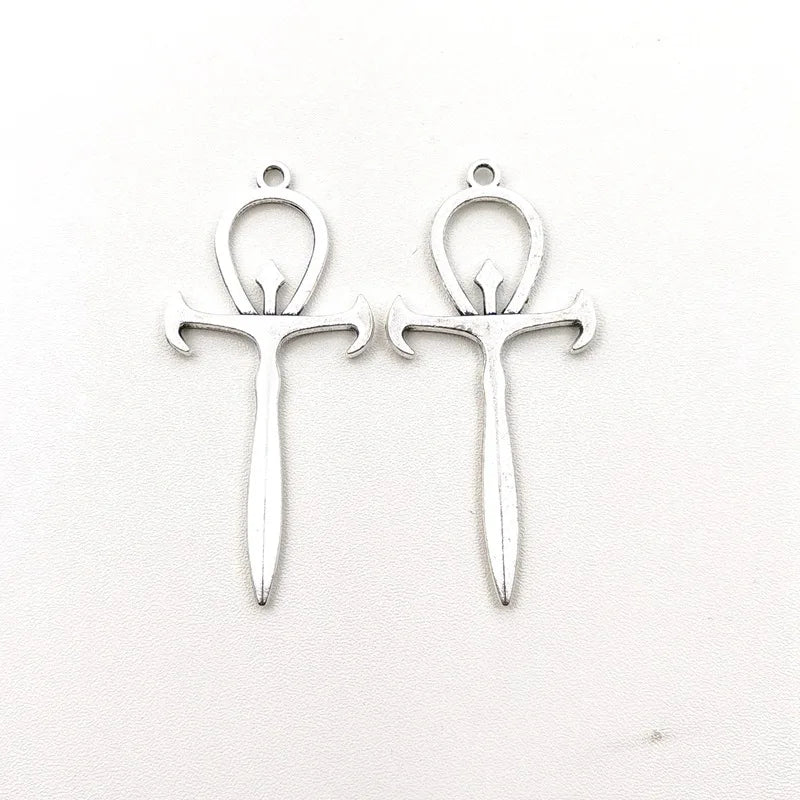 Forked Cross Charms Antique Silver Pendant DIY Jewelry