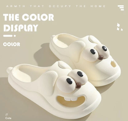 Schattige Grote Oog Hond Tong Kus Slippers - Leuk en Comfortabel Cartoon-Stijl EVA Schoeisel voor Vrouwen