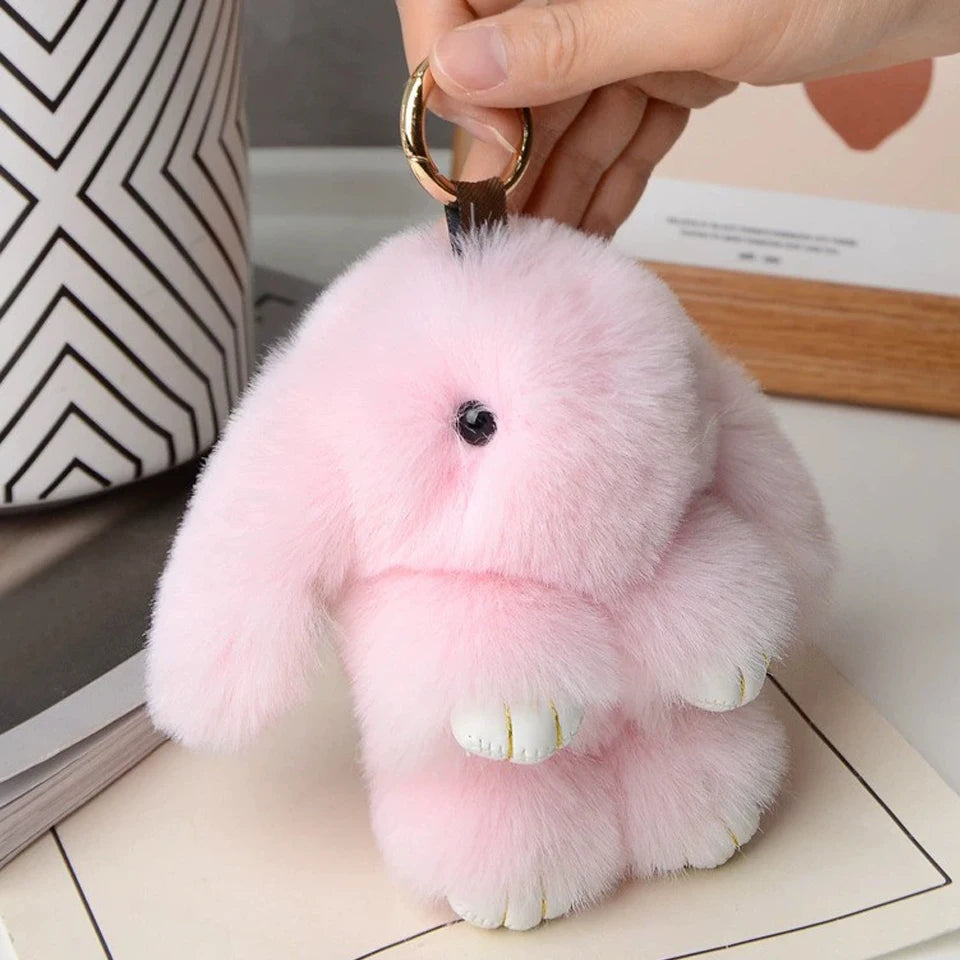 Schattige ZAKOL 15cm Fluffy Konijnenbont Pom Pom Sleutelhanger - De Perfecte Zachte en Schattige Accessoire voor Meisjes Tassen! Ideaal Cadeau voor Elke Gelegenheid!