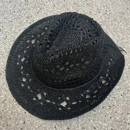Stijlvolle Vintage Boheemse Strohoed met Houten Kralen - Perfect voor Zomerse Stranddagen en Westerse Avonturen!