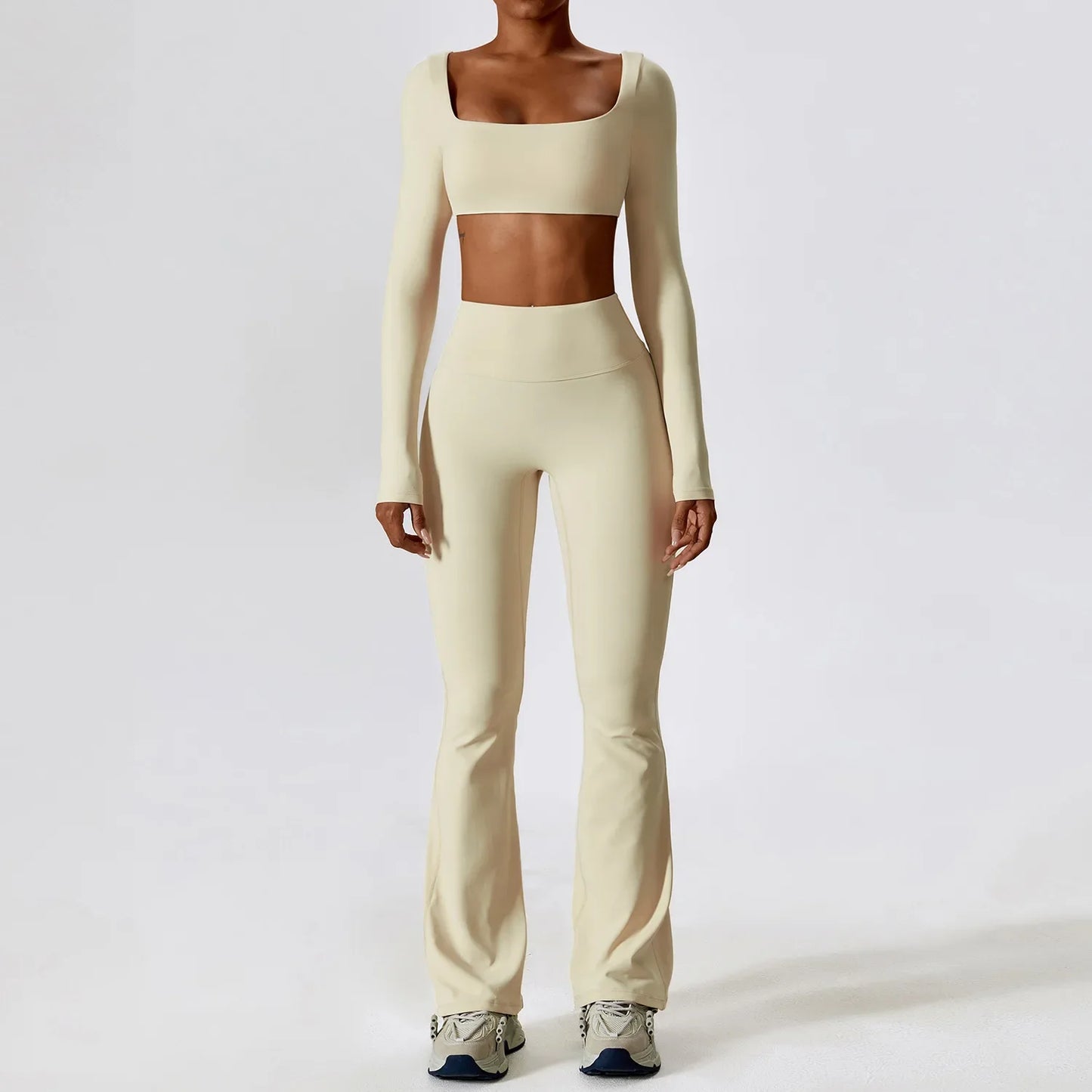 Til je training naar een hoger niveau: 2-delige dames yoga set met hoge taille flare leggings en stijlvolle mouwloze vest top voor ultiem comfort en prestaties