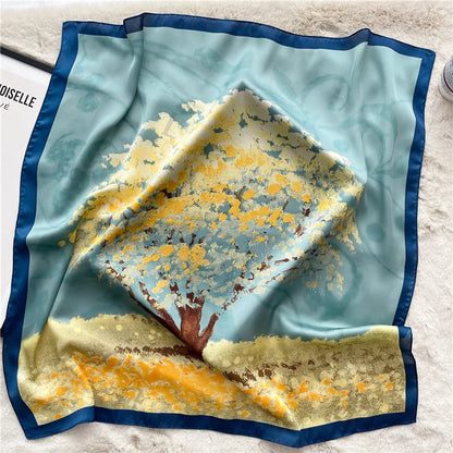 2024 Elegante Zijden Kattenprint Sjaal - Stijlvolle Hoofddoek & Sjaaltje voor Vrouwen - Luxueuze Satijnen Vierkante Sjaal & Multifuntionele Hijab Bandana