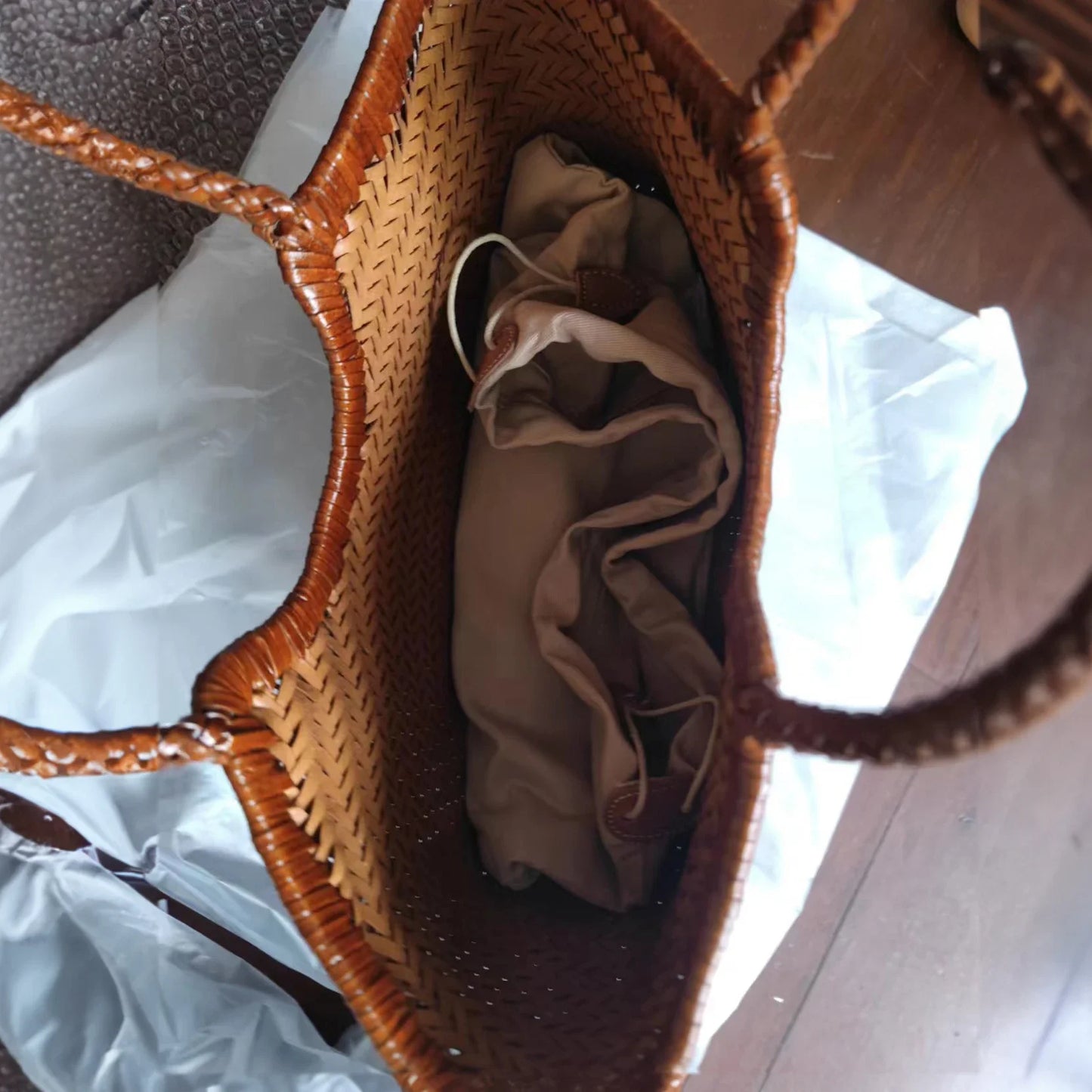 Luxe Dames Echte Lederen Gevlochten Schoudertas - Vintage Grote Handtas voor Chic Casual Winkelen en Alledaagse Stijl