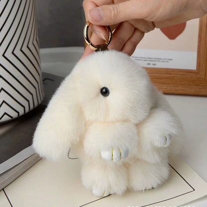 Schattige ZAKOL 15cm Fluffy Konijnenbont Pom Pom Sleutelhanger - De Perfecte Zachte en Schattige Accessoire voor Meisjes Tassen! Ideaal Cadeau voor Elke Gelegenheid!