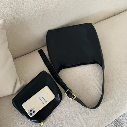 Chic Minimalistische PU Leren Schoudertas voor Vrouwen - Veelzijdige Handtas & Crossbody Stijl Perfect voor Werk