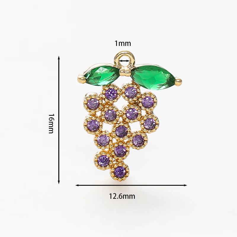 2pcs Strawberry Charms 18K Gold Plated Fruit Pendants Brass