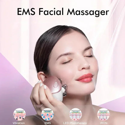 Ultimate 5-in-1 EMS Gezichtsmodule met 4D Massahoofd - Verbeter je Huidverzorgingsroutine Thuis met 5 Kleur Lichttherapie voor Optimale Crèmeabsorptie!
