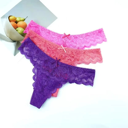 3-delige set! Gratis verzendkosten op stijlvolle dames kant stringondergoed – Sexy lage taille transparante G-string voor de gedurfde en mooie!