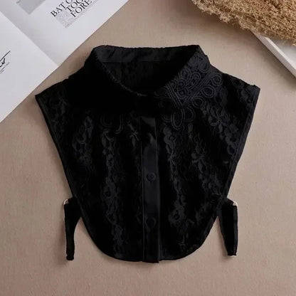 Chic 2024 Voorzijde Strik Witte Afneembare Kant Kraag voor Dames – Vintage Stijl Blouse Accessoire voor een Modebewuste Uiterlijk